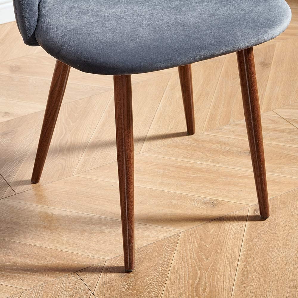 INO Design 5-Pieces Modern 35'' Inch Round Wooden Dining Table Set for 4 Comfortable Velvet Chairs, Space Saving Kitchen Furniture, Small Apartment Coffee Table Set (Grey) INO Design