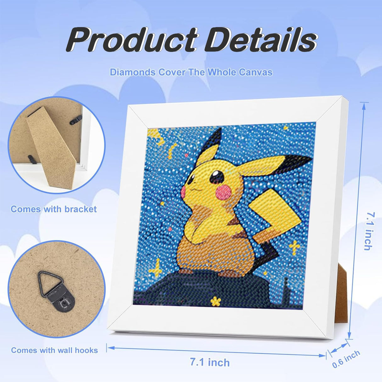 Gearock Diamond Art Kits with Frame, 5D Starry Night Easy DIY Cute Cartoon Big Gem Art Painting Kits for Adult Beginners Anime Lovers Halloween Christmas Birthday Gifts, 7x7 Inch Gearock