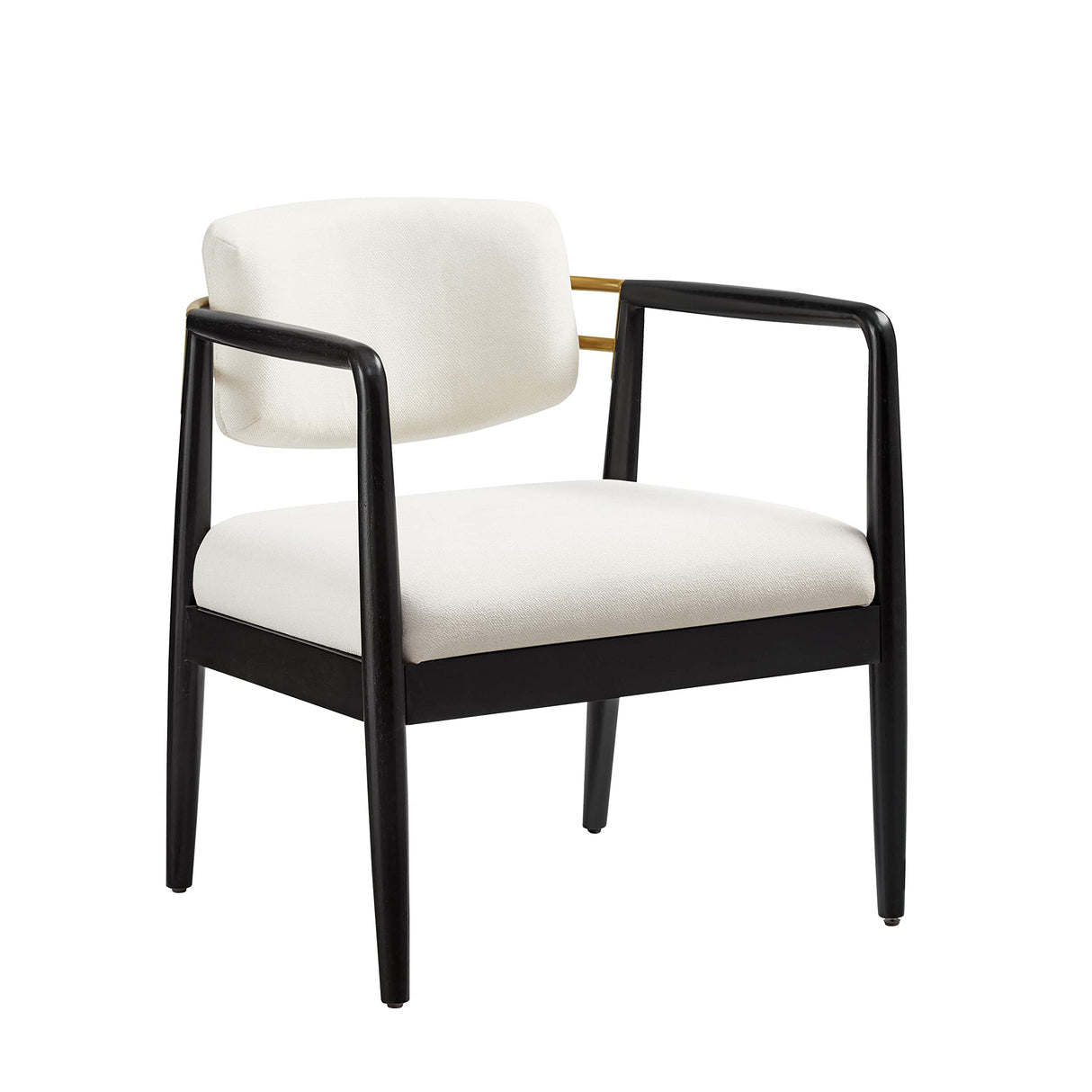 Ball & Cast Modern Accent Chair Upholstered Club Chair Comfy Side Armchair with Wooden Frame, Ivory Ball & Cast