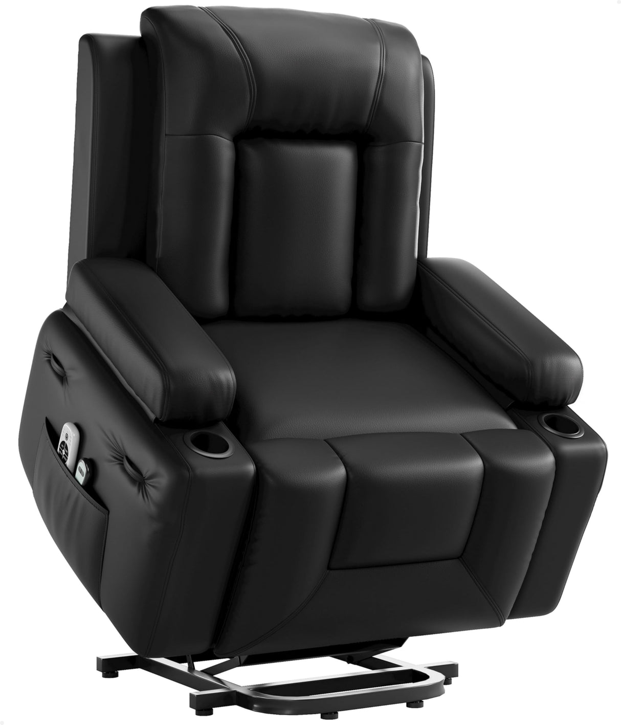 Garvee Oversized Power Lift Recliner Chair - Heat and Massage, PU Leather Electric Lift Recliner for Elderly & Mobility Impaired, Adjustable Back and Legs, Heavy Duty Lift Chair for Seniors Garvee