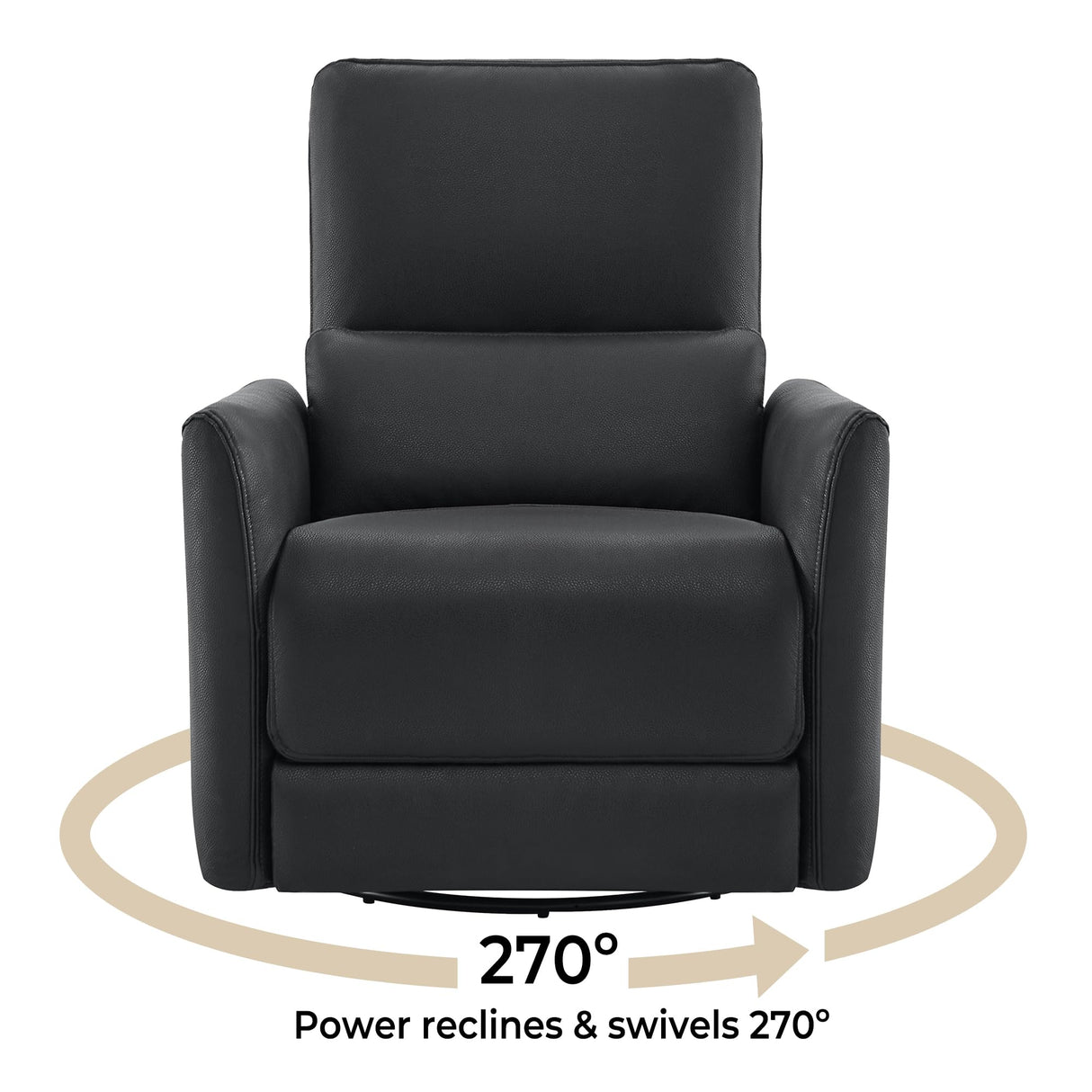 CHITA Power Recliner Chair Swivel Glider, FSC Certified Upholstered Faux Leather Living Room Nursery Reclining Sofa Chair with Lumbar Support, Black CHITA