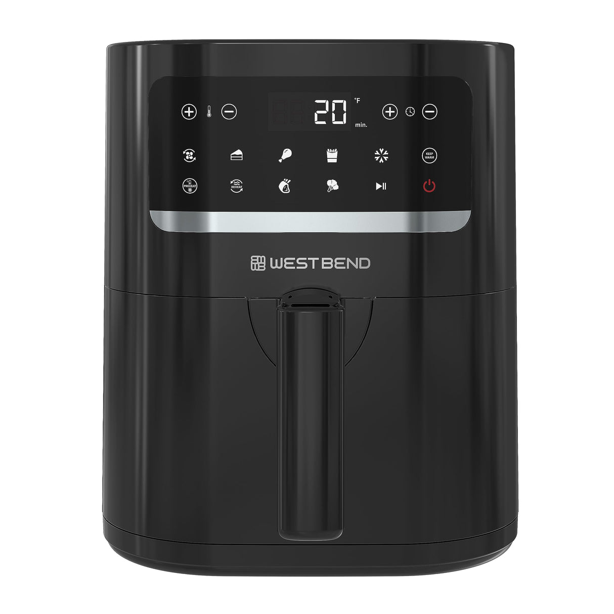 West Bend Compact Air Fryer 5-Quart Capacity with Digital Controls and 10 Cooking Presets, Nonstick Frying Basket, 1500-Watts, Black West Bend