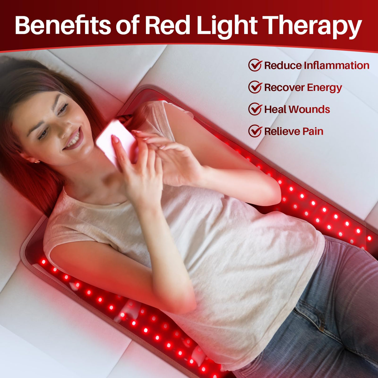 Comfytemp 24'' x 17'' Large Red Light Therapy Pad for Body, FSA HSA Eligible Near Infrared Light Therapy Pad with 320 LEDs, 48W Light Wrap for Back Waist Joint Muscle Pain Relief, 660nm & 850nm Comfytemp