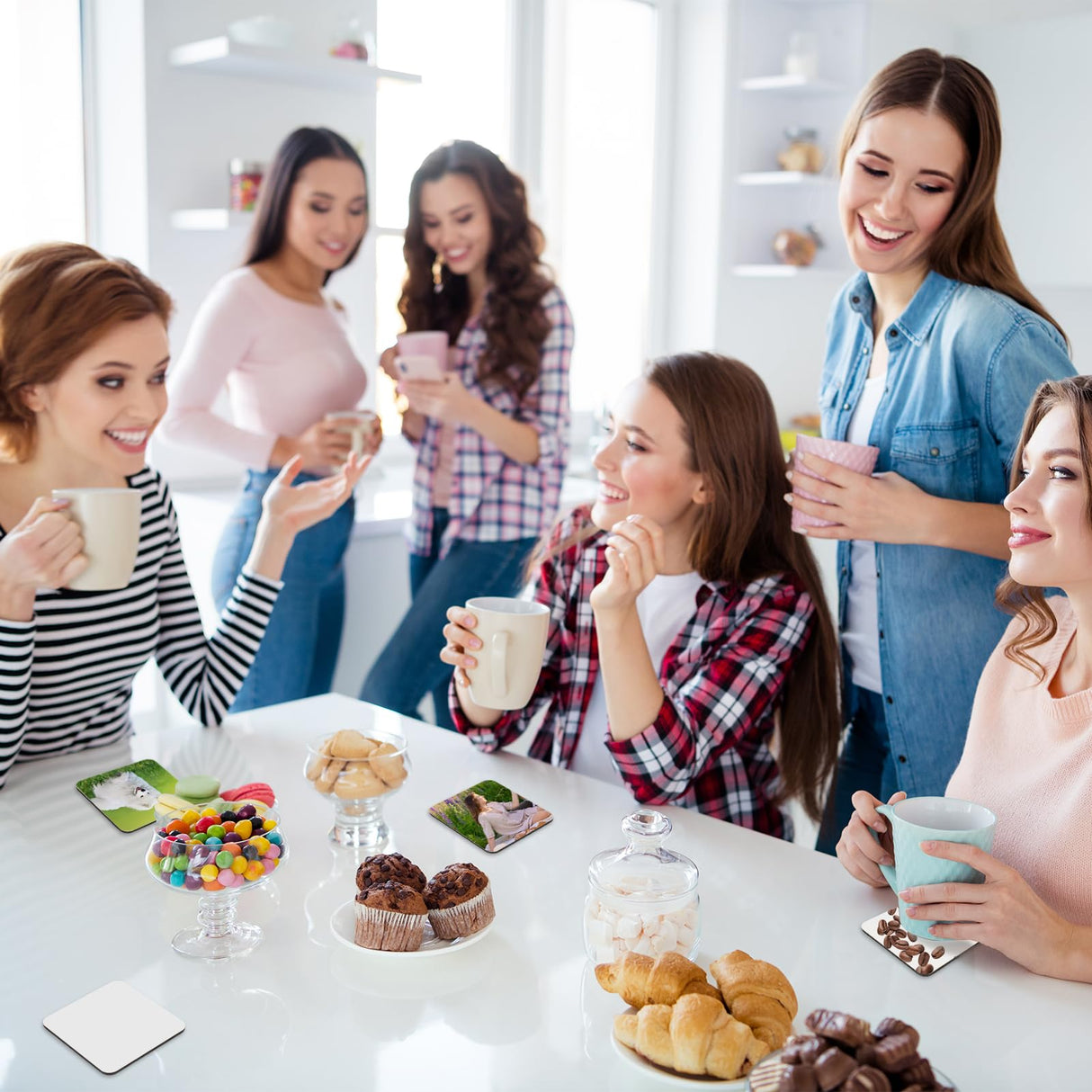 48 PCS Sublimation Coasters Blanks MDF Cork Back Heat Transfer Coasters Wood Hardboard Coasters Blank Sublimation Square Crafts Coaster Blanks Bulk for DIY Craft, 3.93x3.93 inch Guiqulai