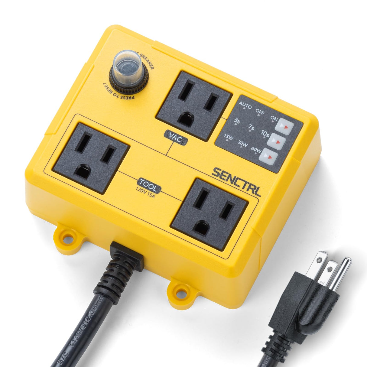 SENCTRL Automatic Vacuum Switch for Power Tools to Turn Dust Collectors On and Off Automatically, for Automated Woodworking Miter Saw Accessories, Shop Vac Delay Off, Safety Overload Breaker senctrl