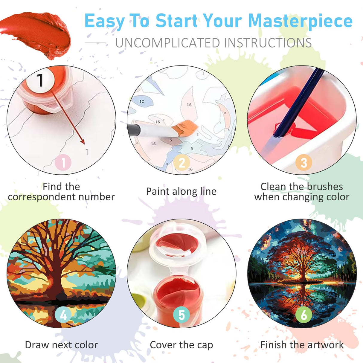Paint by Numbers Kit for Adults - Tree of Life Acrylic Adult Paint by Number Kits on Canvas for Beginner, Tree of Life DIY Oil Painting by Numbers for Adults Kit, Perfect for Home Decor Gift 16"x20" Offito