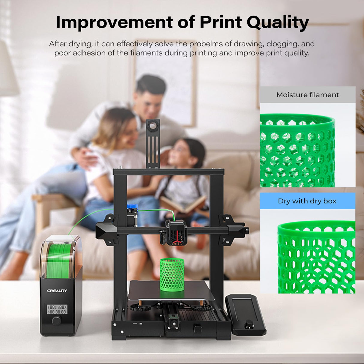 Creality Filament Dryer Box 2.0 Dehydrator Storage Drier Machine with 24h Timer Adjustable 45-65℃ Filament Spool Holder Keep Materials Dry During 3D Printing for 1.75/2.85/3.0 PLA,PETG,ABS,TPU ENOMAKER