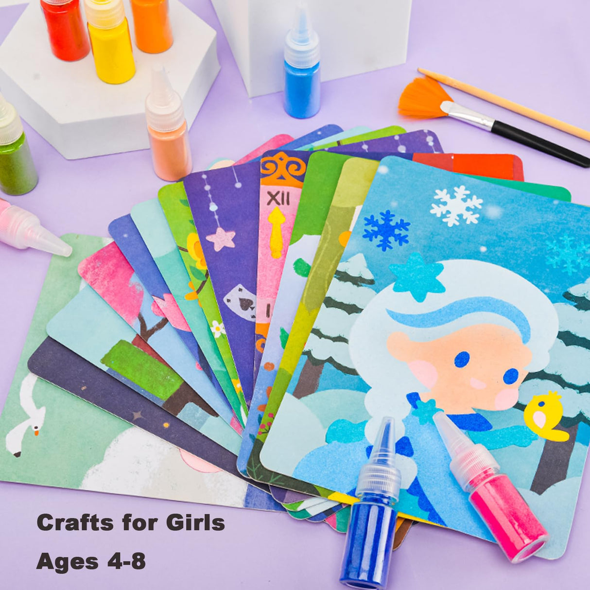 TNOONE Sand Art Kits for Kids,Crafts for Girls Ages 6-8,Princess DIY Creative Learning Toys,Ideal Gifts for Boys TNOONE