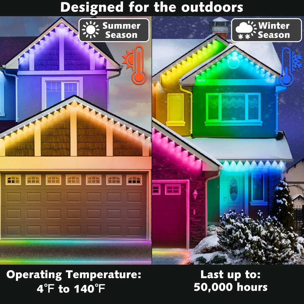 Permanent Outdoor RGB Lights,Waterproof Smart LED Eaves Lights with App/Remote Control,for Christmas and All Holiday Decor,Daily and Accent Lighting,House Roof and Garden Lighting (200FT) SINLEY