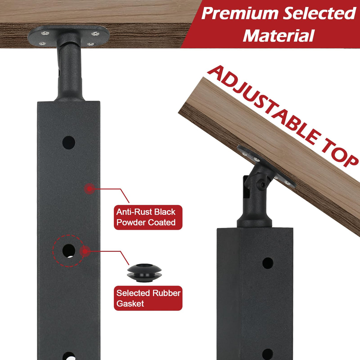 4 Pack Cable Railing Post 36" (Post 36"x2"x2"), Fixed Top Mount Level Drilled Railing Post with Cable Grommets, Adjustable Top Level Line Post Cable Handrail Post, Cable Railing System DIY Kit. HUATOL