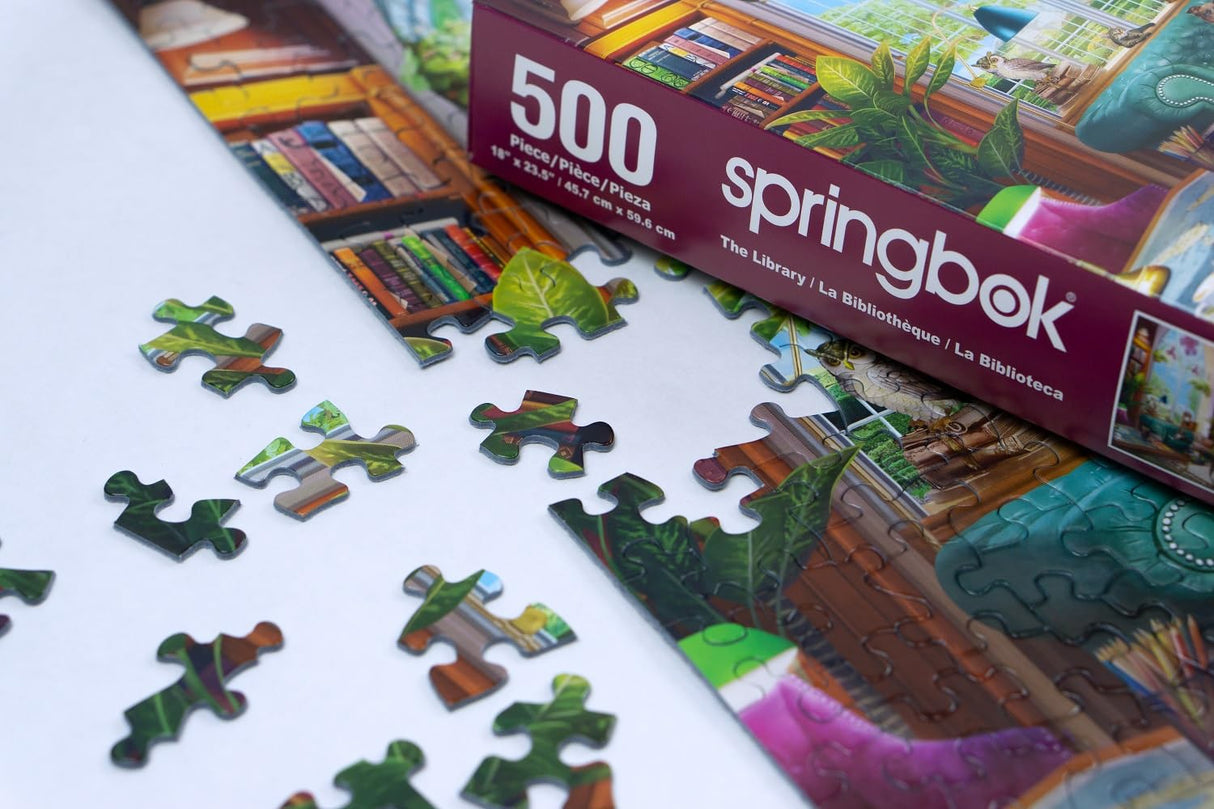 Springbok The Library 500 Piece Jigsaw Puzzle for Adults - Cozy Library for Booklovers - Unique Cut and Perfectly Fit Pieces - Finished Size 23.5" x 18" Springbok