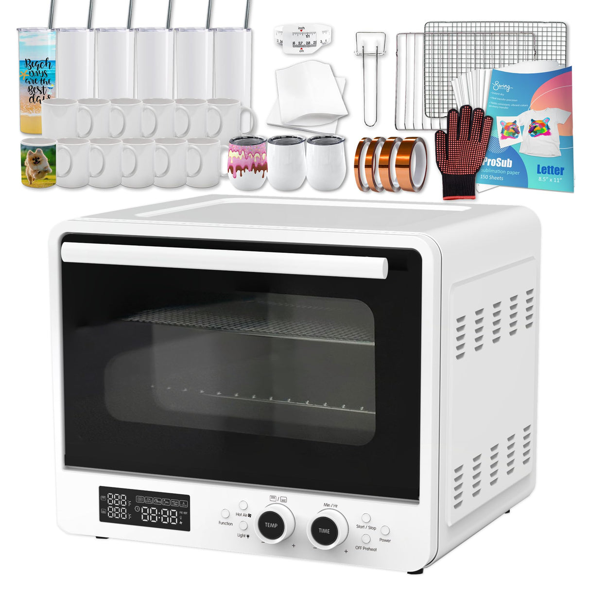 ProSub Large 40L Convection Dye-Sublimation Oven Deluxe Bundle for Cups & Tumblers ProSub