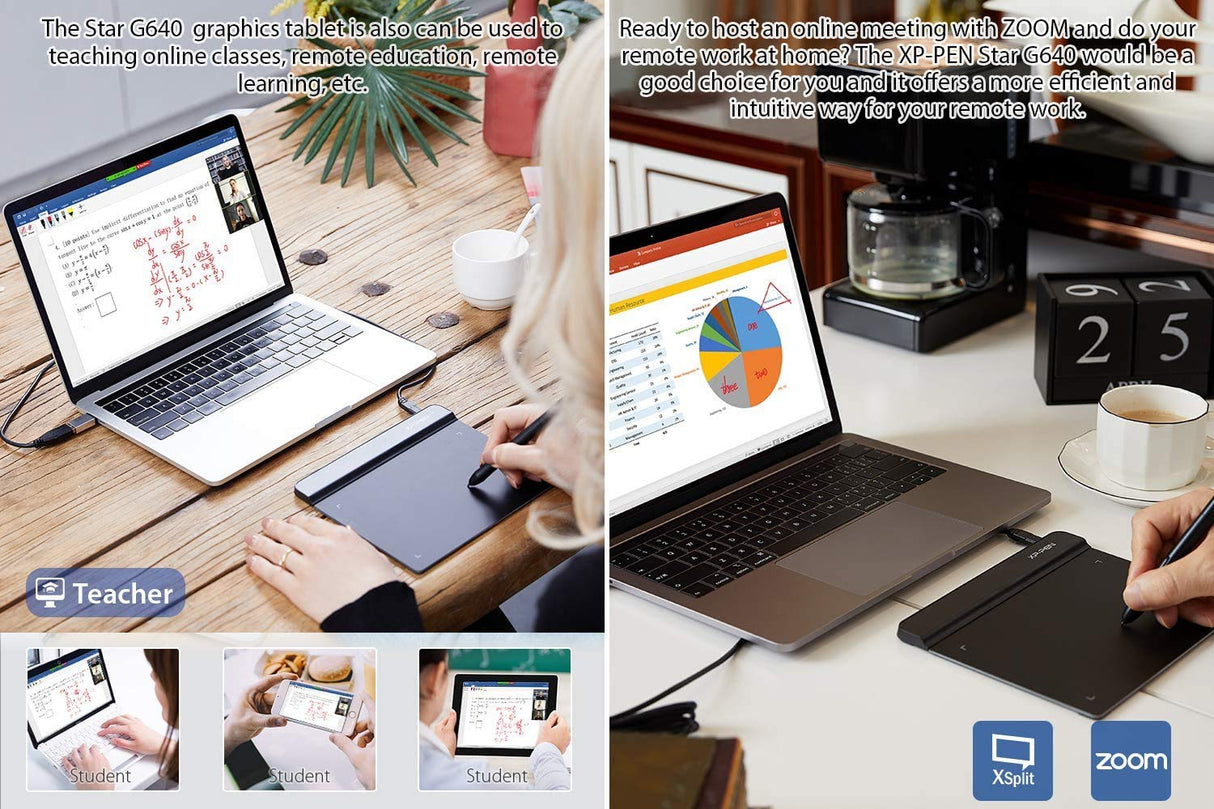 Drawing Tablet XPPen StarG640 Digital Graphic Tablet 6x4 Inch Art Tablet with Battery-Free Stylus Pen Tablet for Mac, Windows and Chromebook (Drawing/E-Learning/Remote-Working) XP-PEN