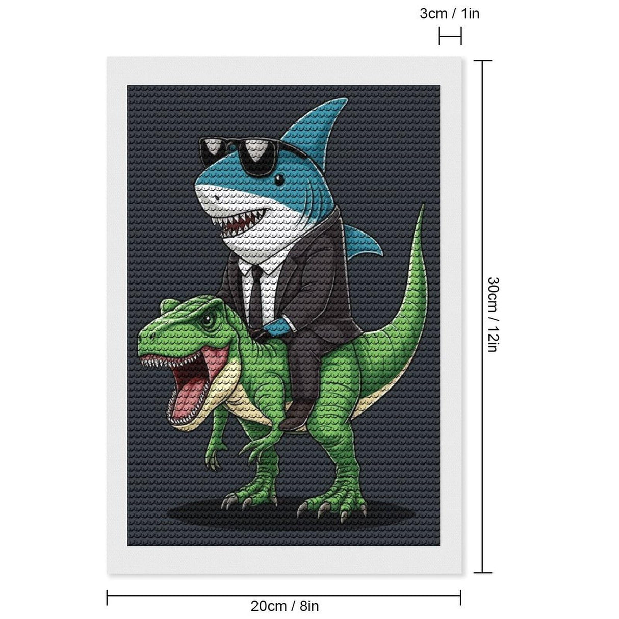 ETTUWNUI Diamond Painting Kits for Adults - Shark Riding Dinosaur Painting DIY 5D Full Drill Diamond Dots Paintings with Diamonds Gem Art and Crafts Home Decor 8"x12" ETTUWNUI