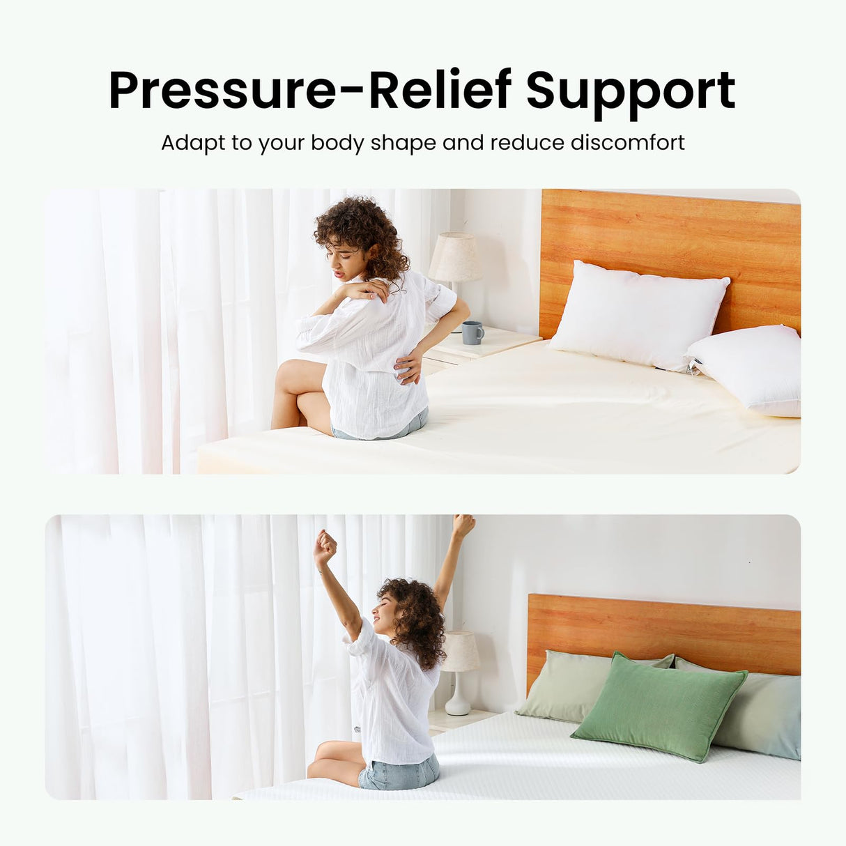 Marsail Queen Size Memory Foam Mattress Topper, 3 Inch Cooling Gel Infused with Soft Cover, CertiPUR-US and Oeko-TEX Certified, Sofa, RV, Camping Marsail