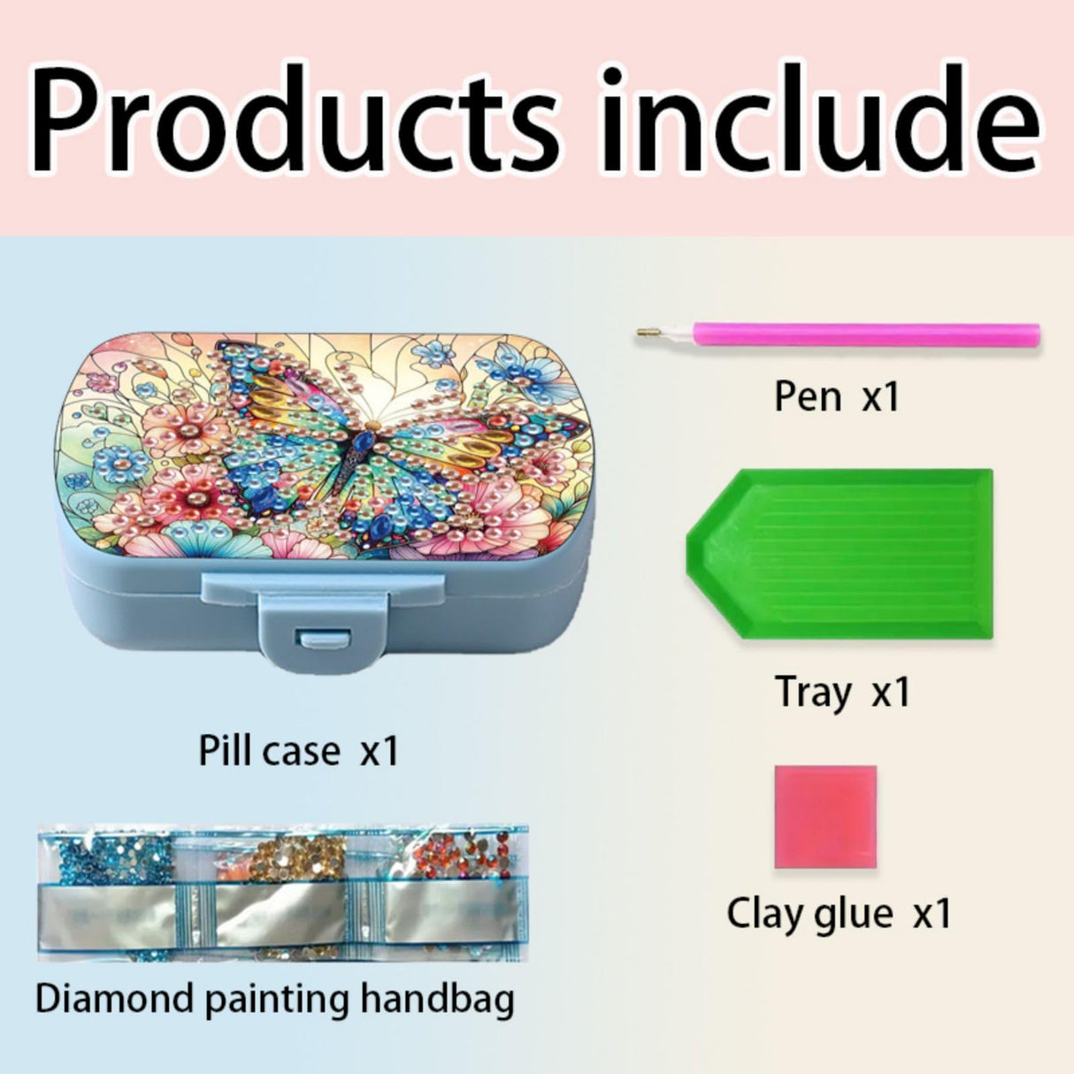 ARTopet Diamond Art Painting Mini Storage Box with 6-Grid Creative Design Compact Portable Small Case for Purse Travel Daily (Butterfly) ARTopet