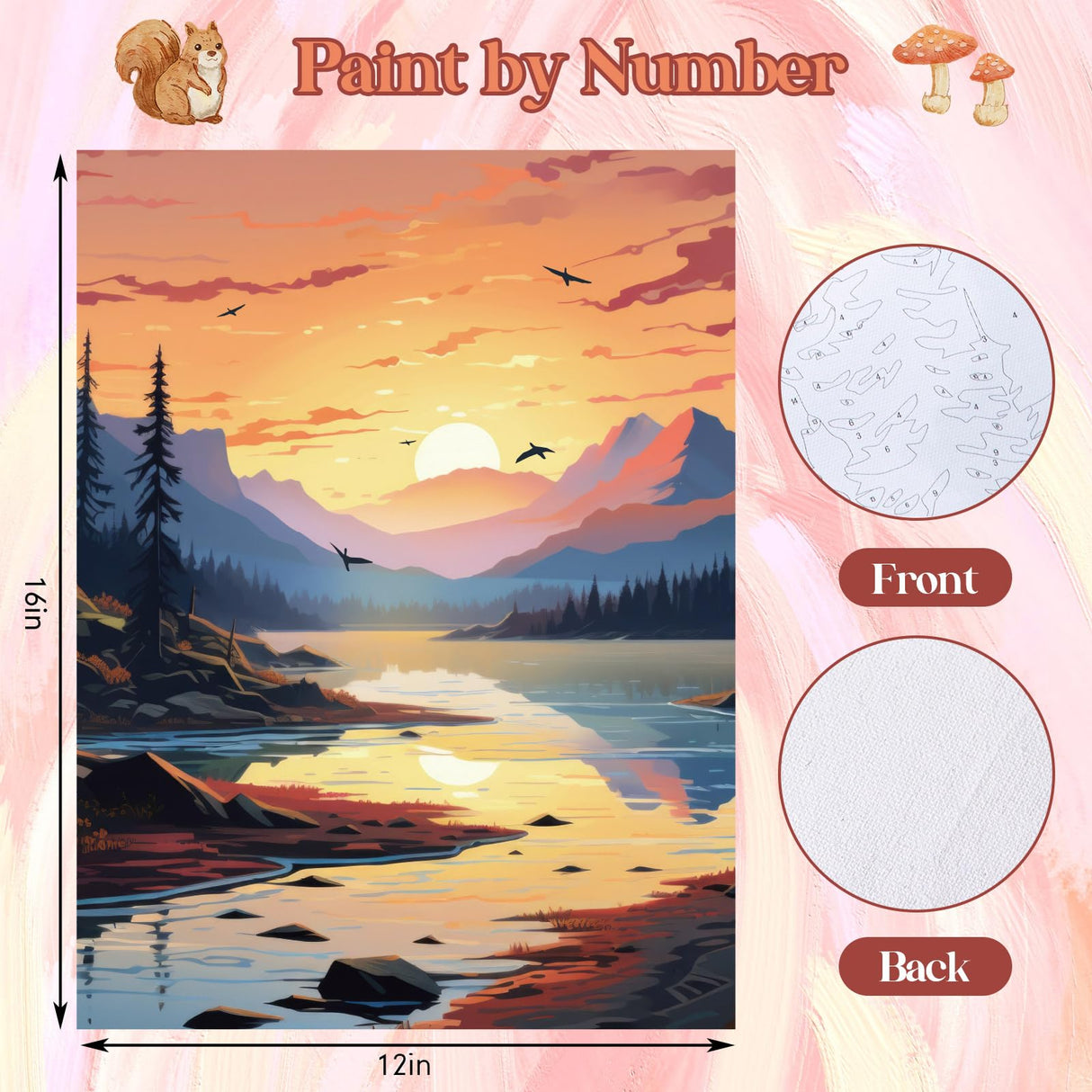 Gueevin 10 Pack Paint by Number DIY for Adults Paint by Numbers Acrylic Painting Kits Canvas, Without Frame, Simple Oil Painting for Spring Summer Gift Wall Decor 12 x 16 inch(Mountain Style) Gueevin