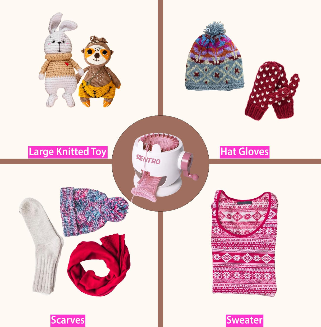 SENTRO Knitting Machine, 22 Needle Knitting Machines, Smart Circular Crochet Machine, Circular Knitting Machine, hat loom machine, knitting machines for adults, Sock Loom, Socks,Hat,Scarf,glove MericTop