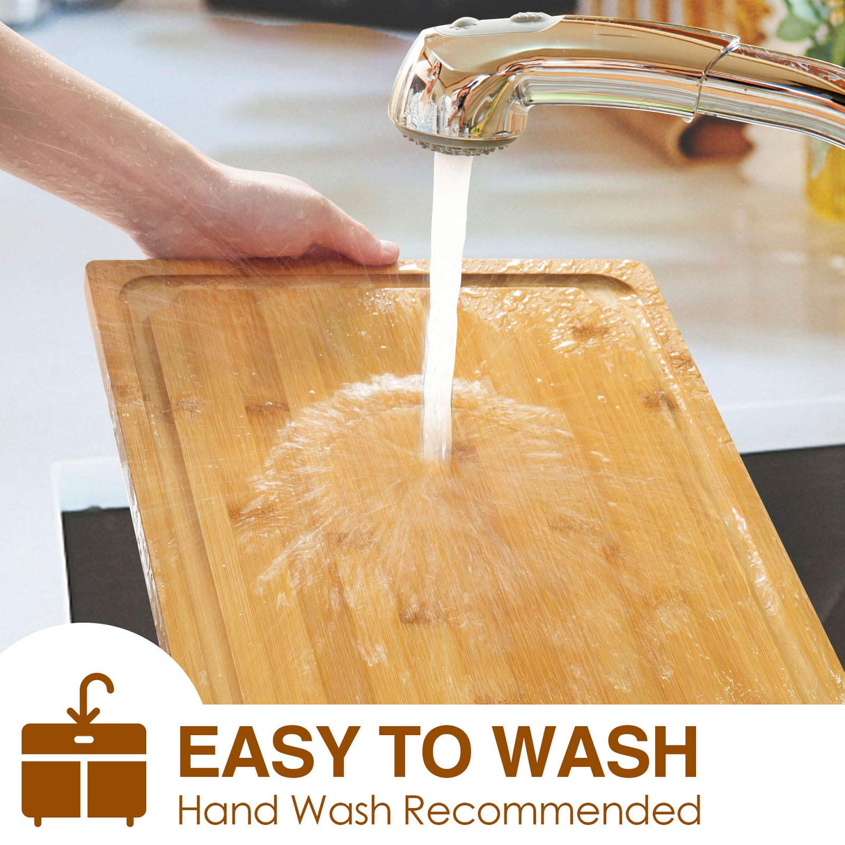 Extra Large Cutting Board, 17.6" Bamboo Cutting Boards for Kitchen with Juice Groove and Handles Kitchen Chopping Board for Meat Cheese board Heavy Empune