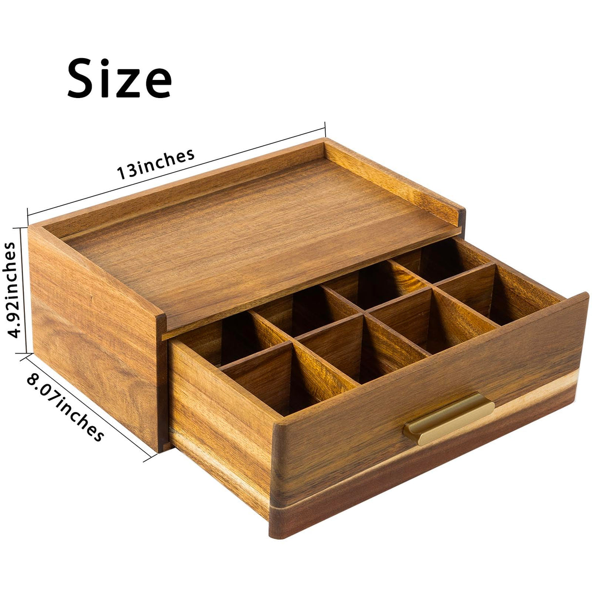 Acacia Wood Tea Bag Organizer, Tea Organizers and Storage Box, Tea Caddy for Tea Bags Storage Drawer, Teabag Holder Container Boxes for Countertop, Tea Station Chest Display Wooden, Organizador De Te FLYIEE