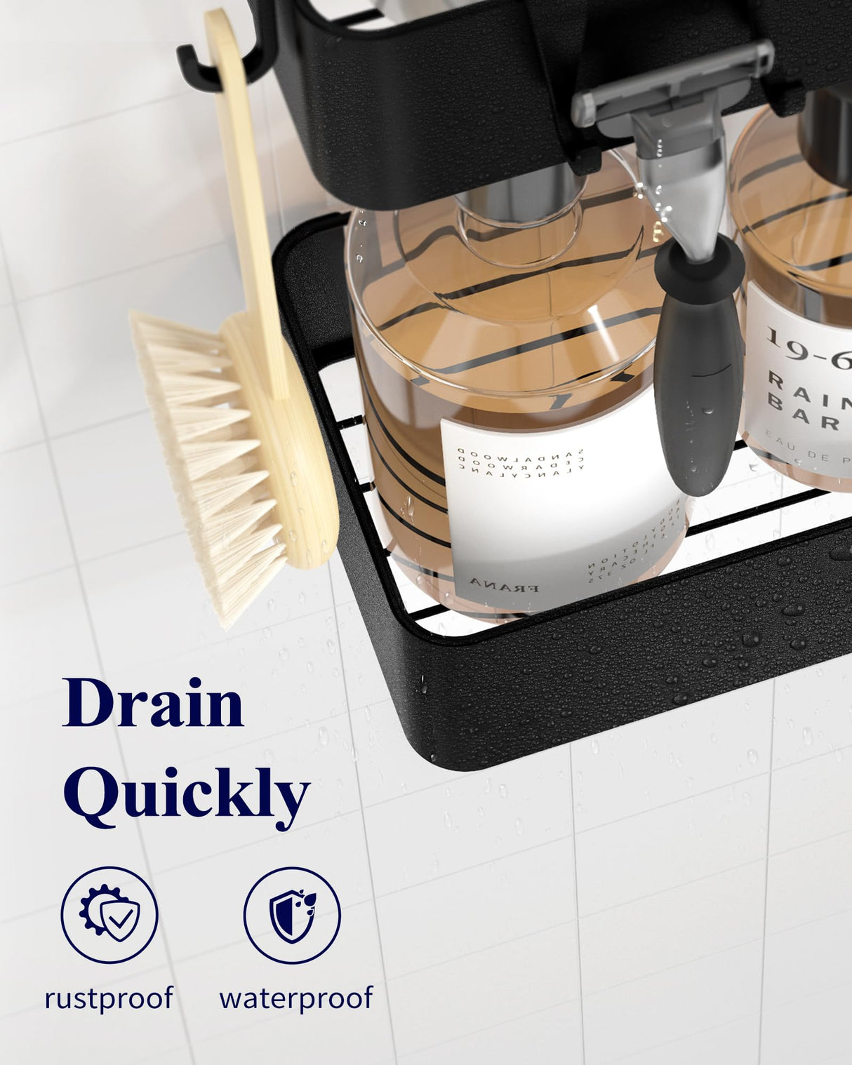 Kitsure Shower Caddy - 2 Pack Adhesive Shower Organizer, Rustproof Metal Shelves, No-Drill Bathroom Organizers and Storage, Black, Large Kitsure