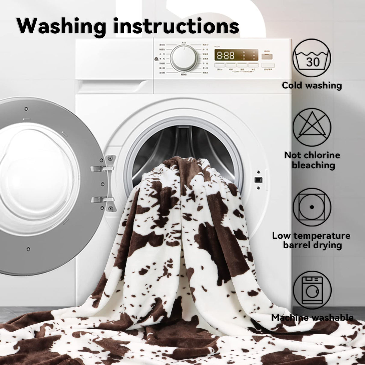 Cow Print Blanket Brown & White - Gifts for Cow Lovers Adults Girls Boys - Soft Plush Lightweight Warm Fleece Throw Blanket for All Seasons Cozy Farmhouse Decor for Bed, Couch, Travel(50"x60") GEULAY