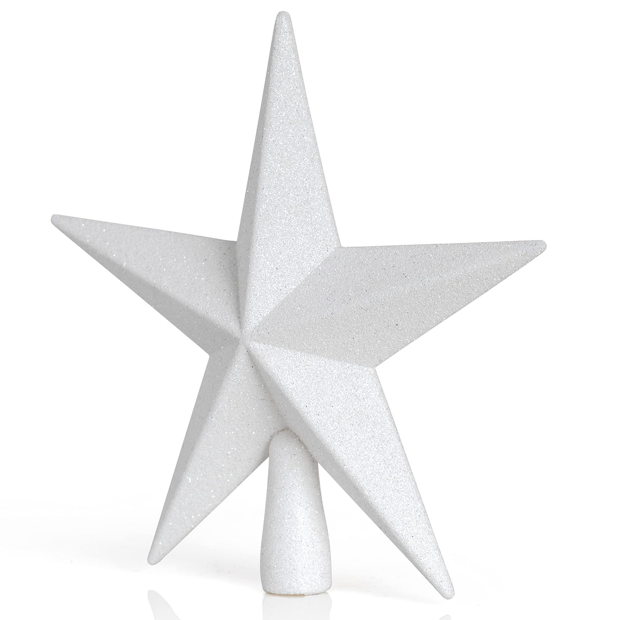 Ornativity Glitter Star Tree Topper - Christmas Decorative Xmas Holiday Bethlehem Star Trees Toppers Ornament Decor (White) 8" Ornativity