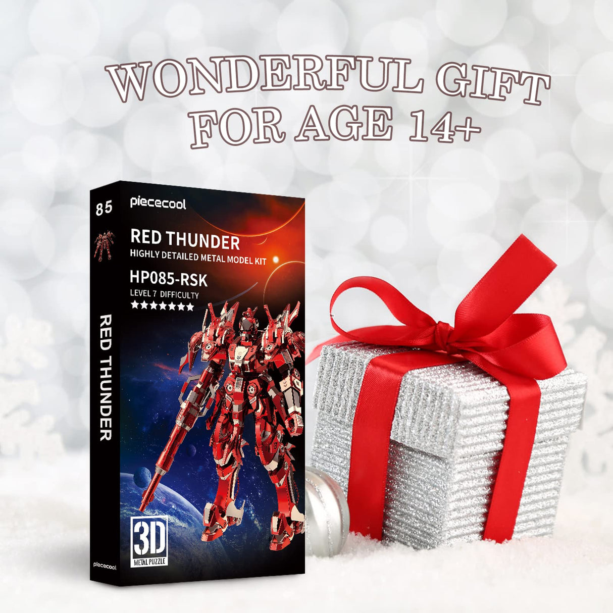 Piececool 3D Metal Puzzles Mecha Model Kits, Red Thunder Figure Models Building Kits for Adults, DIY Brain Teaser 3D Puzzle for Teen Students Fidget Toys Perfect Birthday, 522 Pcs Piececool