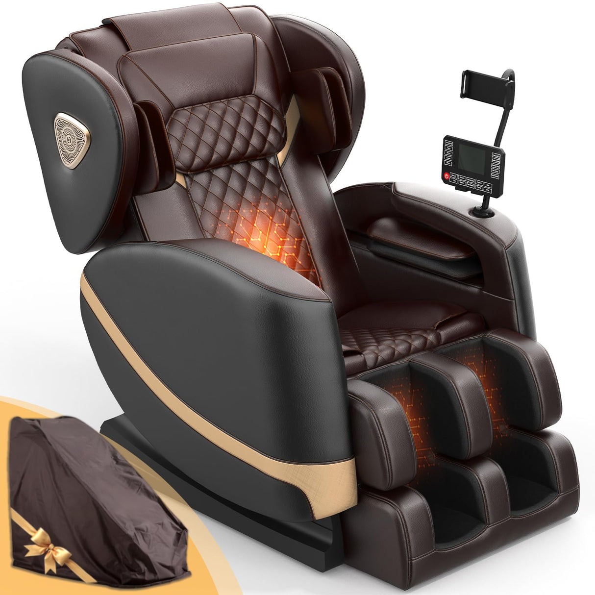 FURNIMAT 2025 Massage Chair Full Body, Zero Gravity Massage Chair with 10 Fix Rollers, Heating, Foot Massage, Auto Modes, Bluetooth Speaker, Touch Screen Controller (Upgraded Version) FURNIMAT