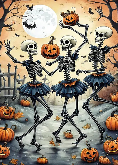 Halloween Skull Pumpkin Moon Diamond Painting Kits for Adults, 5D Diamond Art Kits for Adults Beginners, DIY Full Round Drill Diamond Dot Painting Gem Art Kits for Adult,Home Wall Decor 11.8x15.7 Inch
