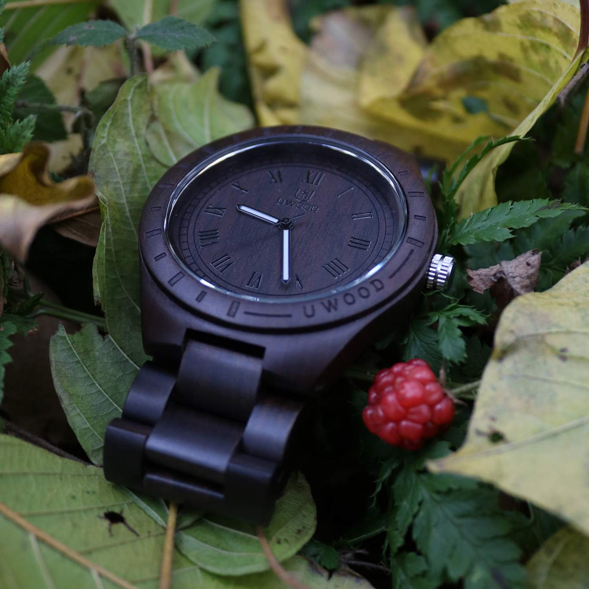 LeeEv Mens Light Weight Unique Wood Watch, Uwood Series Handmade Sandalwood Analog Quartz Vintage Roman Number Natural Wooden Wristwatch LeeEv