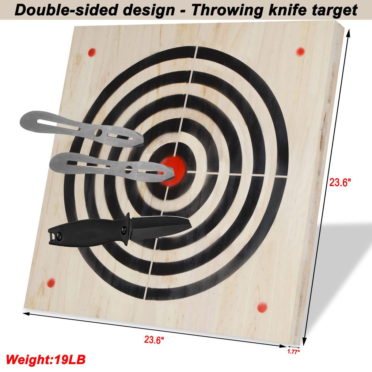Heavy Wooden Axe Throwing Target & Knife Throwing Target with Handles FYANER