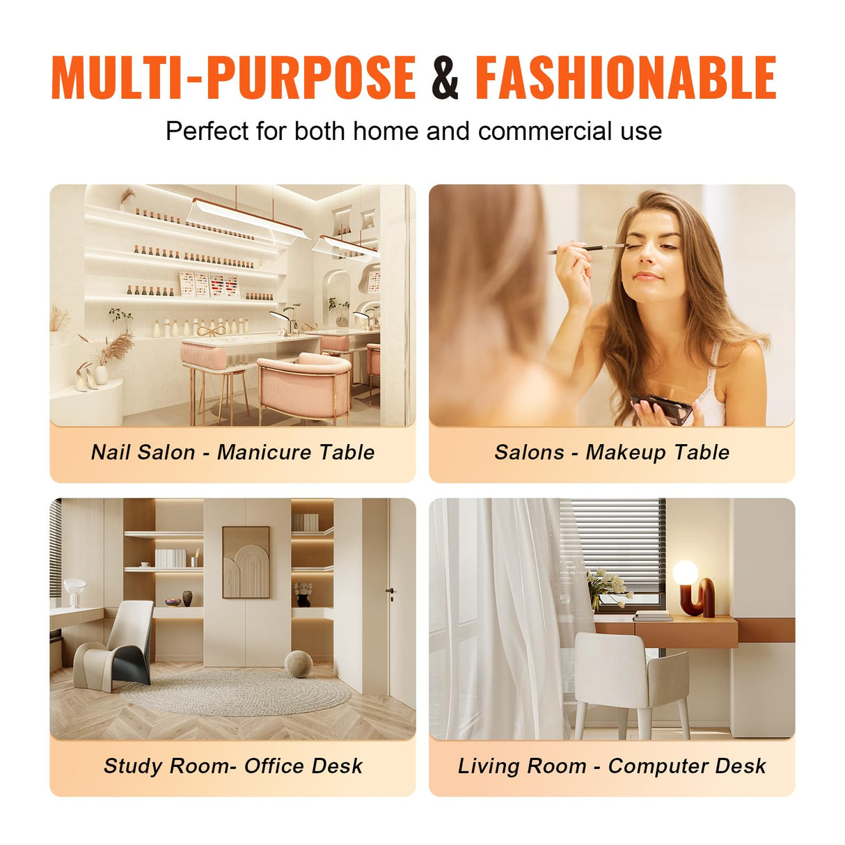 VEVOR Manicure Table, Glass Top Desk Makeup Dressing Station with Storage Cabinets, Acetone-Resistant Nail Tech Table for Spa Beauty Salon Workstation with Wrist Rest, 8 Metal Legs, White VEVOR