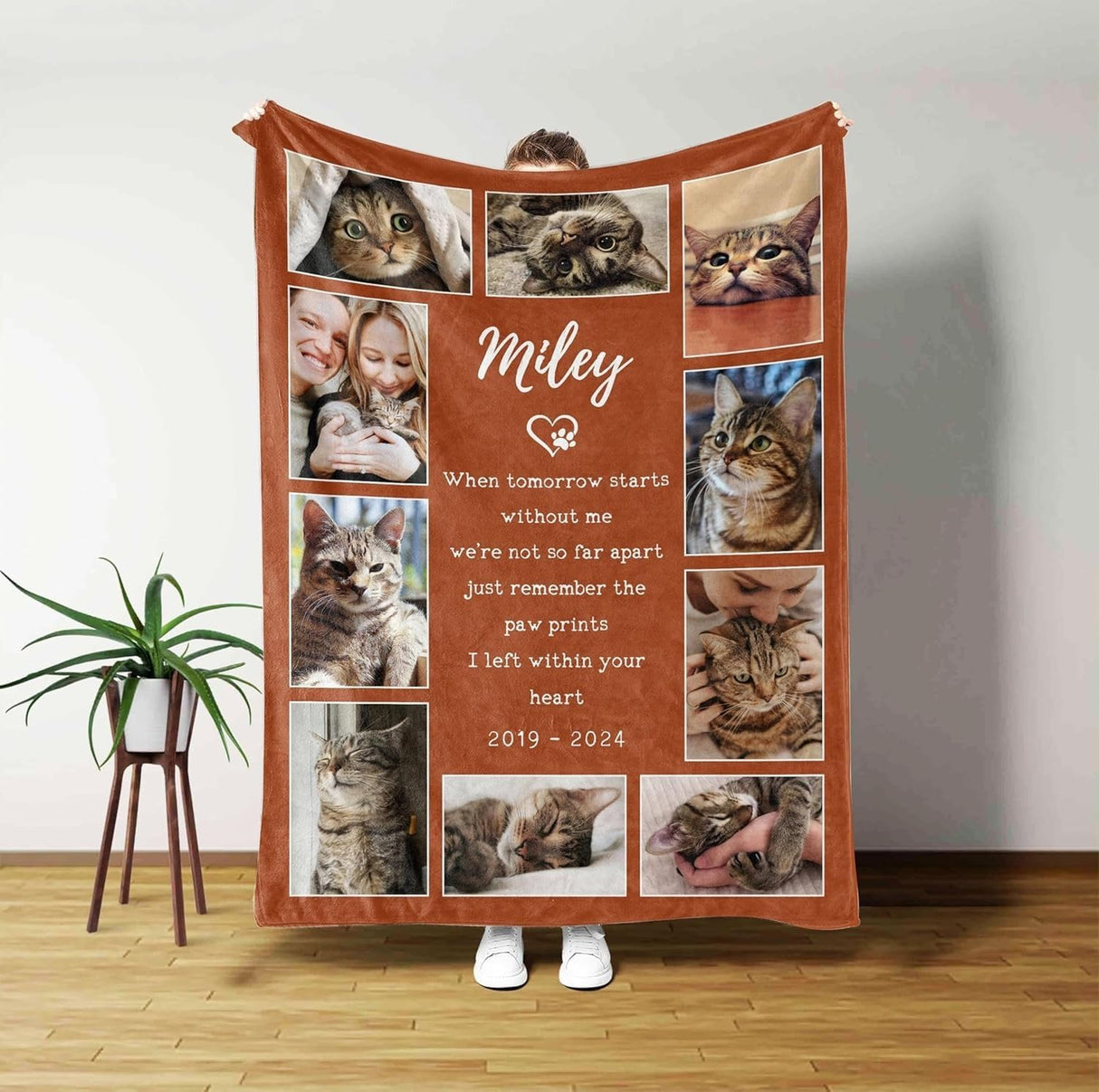 Julyly POD Personalized Photo Blanket, Pet Memorial Keepsake, Dog Loss Gift, Custom Paw Print Blanket, Gift for Dog Mom & Dad Julyly POD