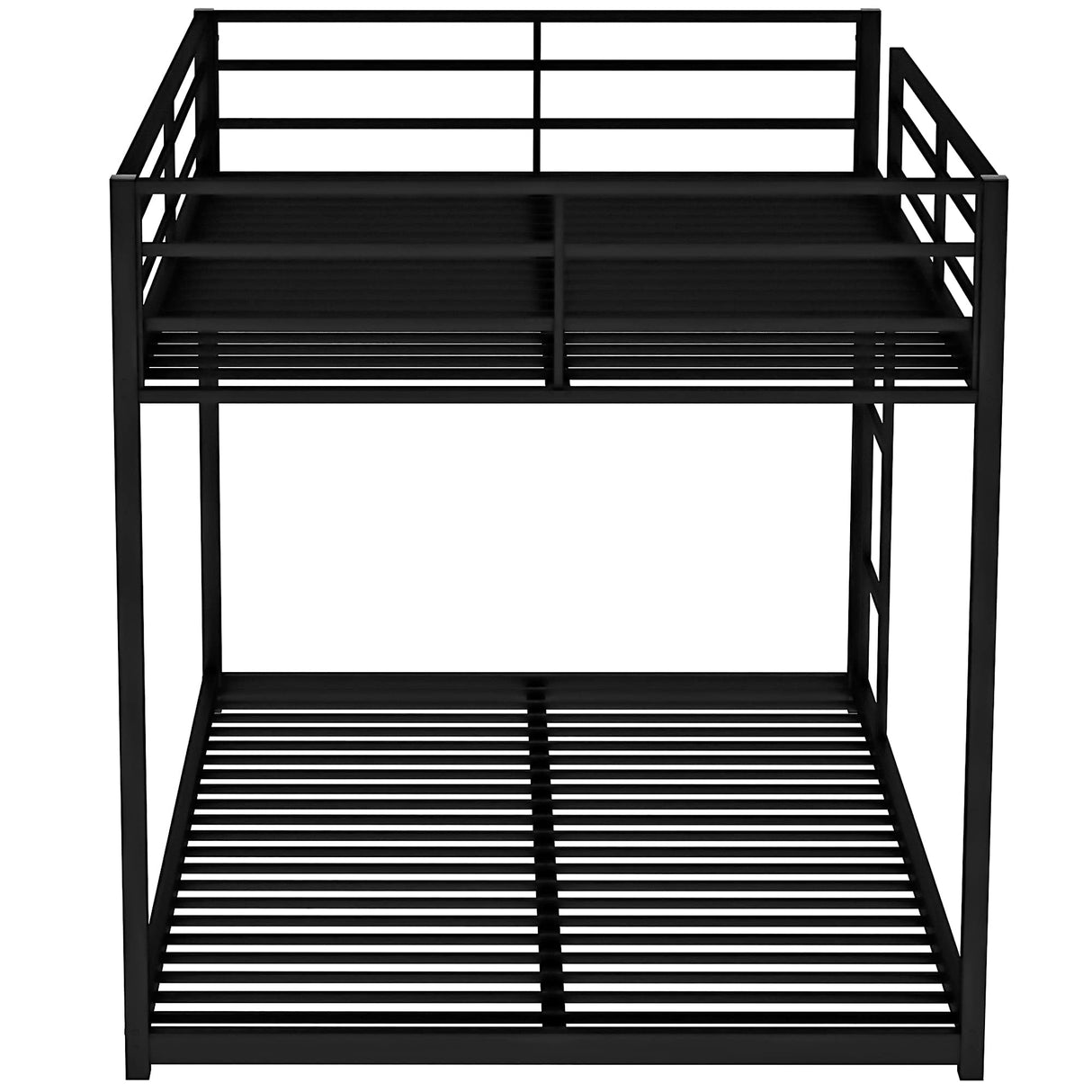 Bellemave Metal Bunk Bed Full Over Full, Low Profile Bunk Bed Frame with Ladder & Full Length Guardrail, Space-Saving Twin Size Bed Frame for Kids Teens, No Box Spring Needed (Black) Bellemave