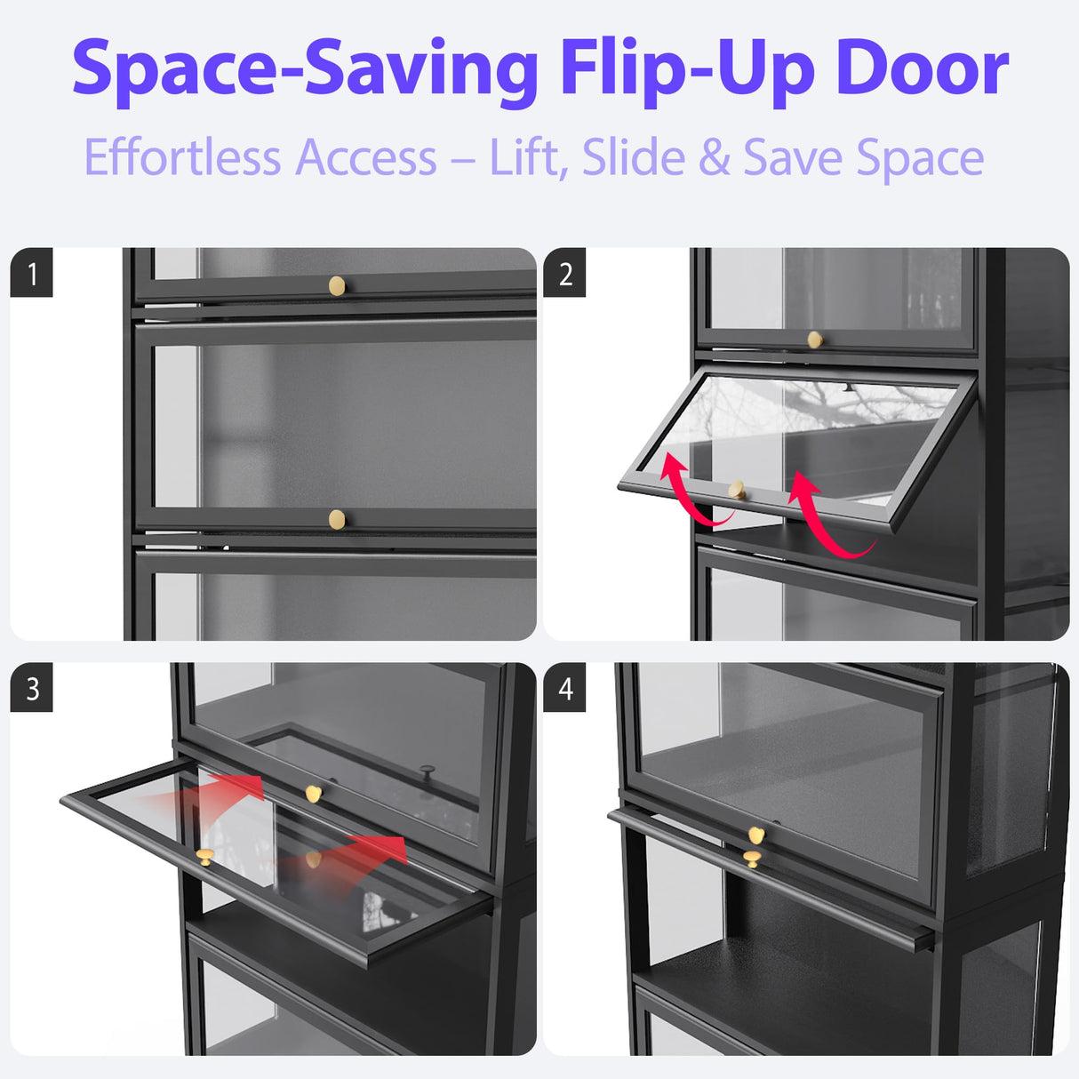 BONITURE Display Cabinet with Acrylic Glass Doors,5-Tiers Curio Cabinet with LED Lighting for Collectibles, Collectibles Toy Organizers Rack & Display Shelf Display Case Storage Cabinet, Black BONITURE