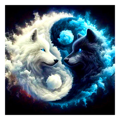 FHBUBPUP Wolf Diamond Painting Kits for Adults, Tai Chi Wolf Diamond Art Kits for Beginners, 5D DIY Full Drill Round Diamond Dot Gem Art, Craft Gift Suitable for Home Wall Decoration 12×12Inch