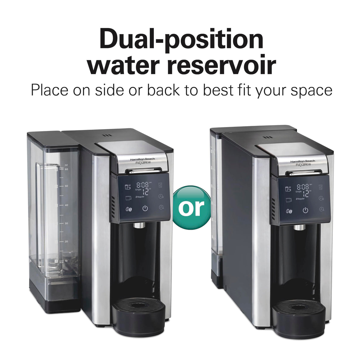 Hamilton Beach FlexBrew Advanced 5-in-1 Programmable 12 Cup Drip and Single Serve Hot & Iced Coffee Maker with Movable 60 oz. Water Reservoir, Use Pod Packs and Grounds, Fast Brewing, Black (49924) Hamilton Beach