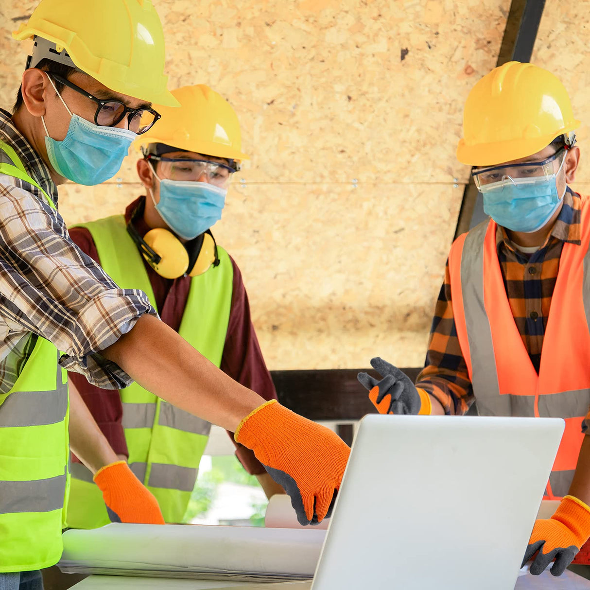 Syhood Heat Resistant Gloves, 3 Pairs, Orange and Black, Polyester Material, 6 Count, Unisex Syhood