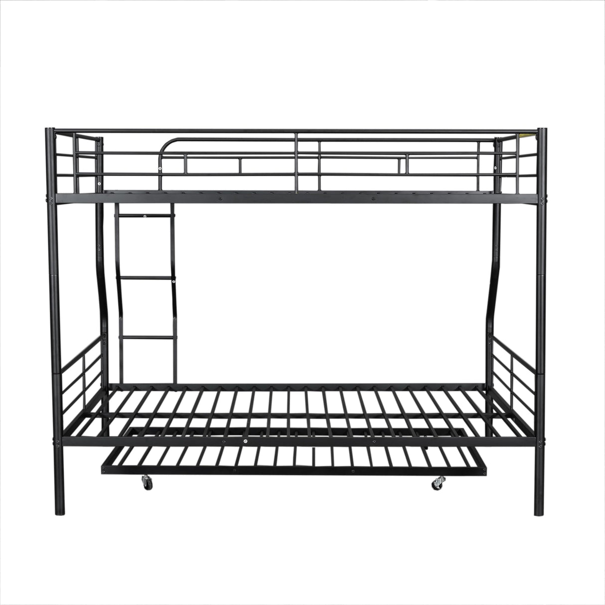 Harper & Bright Designs Full XL Over Queen Metal Bunk Bed with Trundle, Ladder & High Guardrail, Able to Split, Noise Free, Heavy-Duty Steel Loft Bed Frame with Safety Rail for Bedroom, Dorm (Black) Harper & Bright Designs