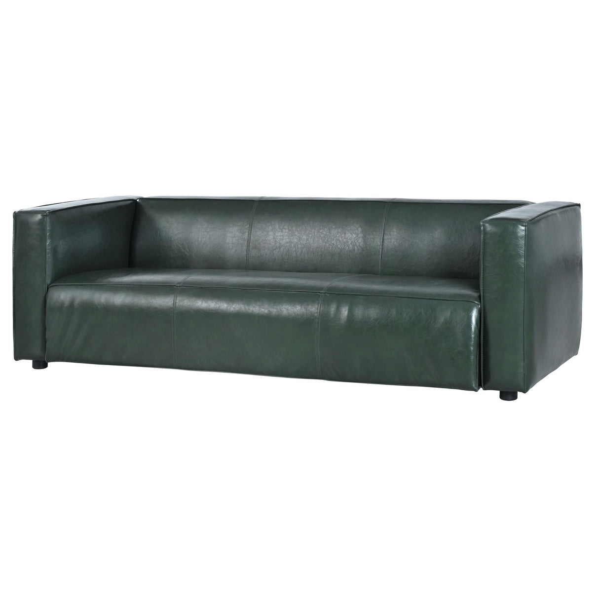 Christopher Knight Home Vevia Faux Leather Sofa, 3 Seater Couch, Upholstered Sofa, Large Lounge Chair, Birch Wood Legs Armchair, Classic Tuxedo Design Couch for Living Room Bedroom, Green Christopher Knight Home