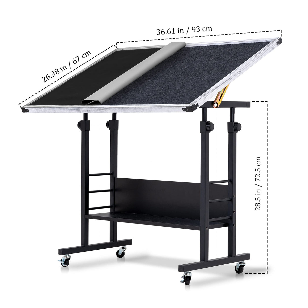 Becko US 1500 Piece Jigsaw Puzzle Table with Legs, Adjustable & Stand Up Puzzle Tables, with 5 Tilting Angle & Height Adjustment, Wood Jigsaw Puzzle Board with Cover Mat, Enclosed with 4 Wheels Becko US