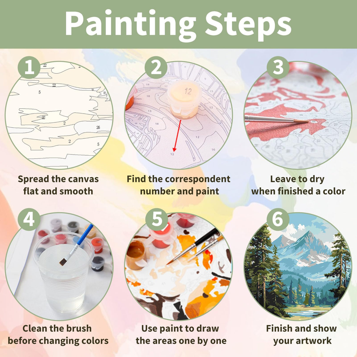 Ceiomez Paint by Numbers Landscape, Mountain Paint by Numbers Kit for Adults, Landscape Paint by Numbers for Adults on Canvas for Home Decor Gift Art Work 16x20in Ceiomez