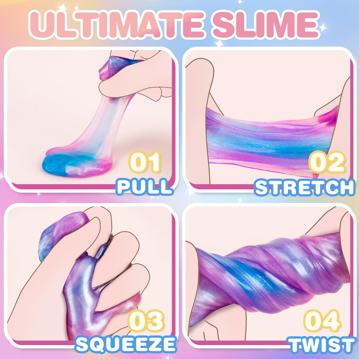 Unicorn Slime Party Favors for Kids, 36 Pack Non-Sticky & Stretchy Unicorn Slime Kit, Birthday Gift, School Classroom Award, Goodie Bags Stuffers, Basket Eggs Filler, Slime Bulk Set for Girls Boys BYONEBYE