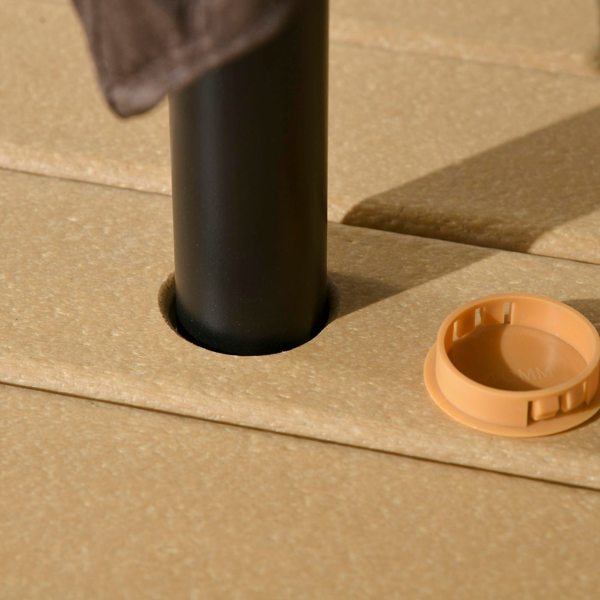 Outsunny 5 Piece Patio Dining Set for 4 with Umbrella Hole, Waterproof HDPE Outdoor Table and Chairs, Aluminum Frame Dining Furniture Set, Yellow Outsunny