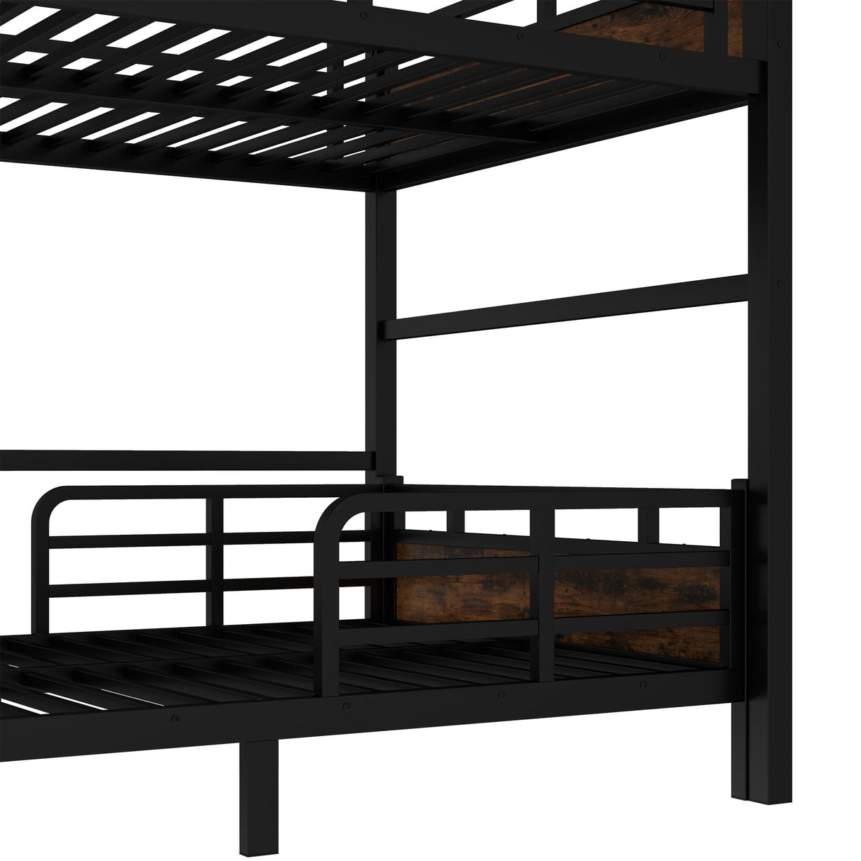 Full Over Full Bunk Bed with Headboard and Full Length Guardrail, Separable Bunk Bed Full Size, Heavy Duty Bunk Beds Can Turns Into Loft Bed and Platform Bed, Black Bellemave