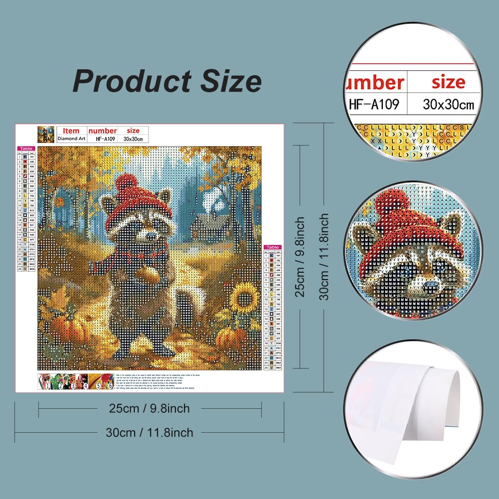 hill froeistung Raccoon Diamond Art Painting Kits for Adults,Rustic Cabin Diamond Art for Beginners, 5D DIY Full Drill Round Gem Art Craft Home Wall Decor Gift 12x12 inch hill froeistung