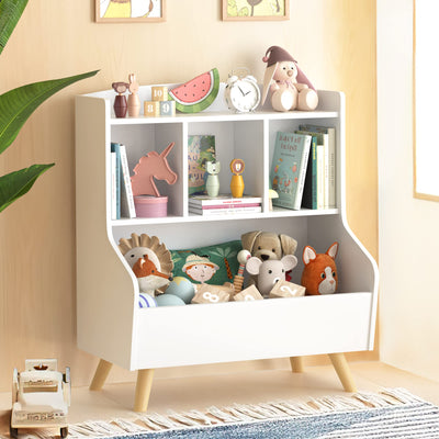 Curipeer White 3-Tier Kids Bookshelf and Toy Storage Organizer