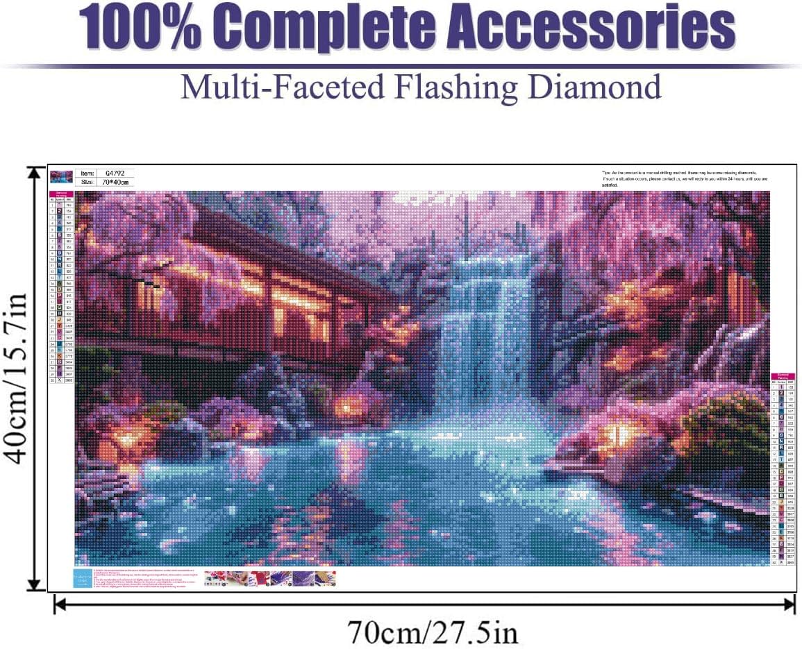 pchmcu 5D Large Waterfall Diamond Painting Kits for Adults,DIY Full Drill Crystal Rhinestone Crafts,Art Mountain Painting with Diamond Home Wall Decor 27.5 X 15.7inch pchmcu