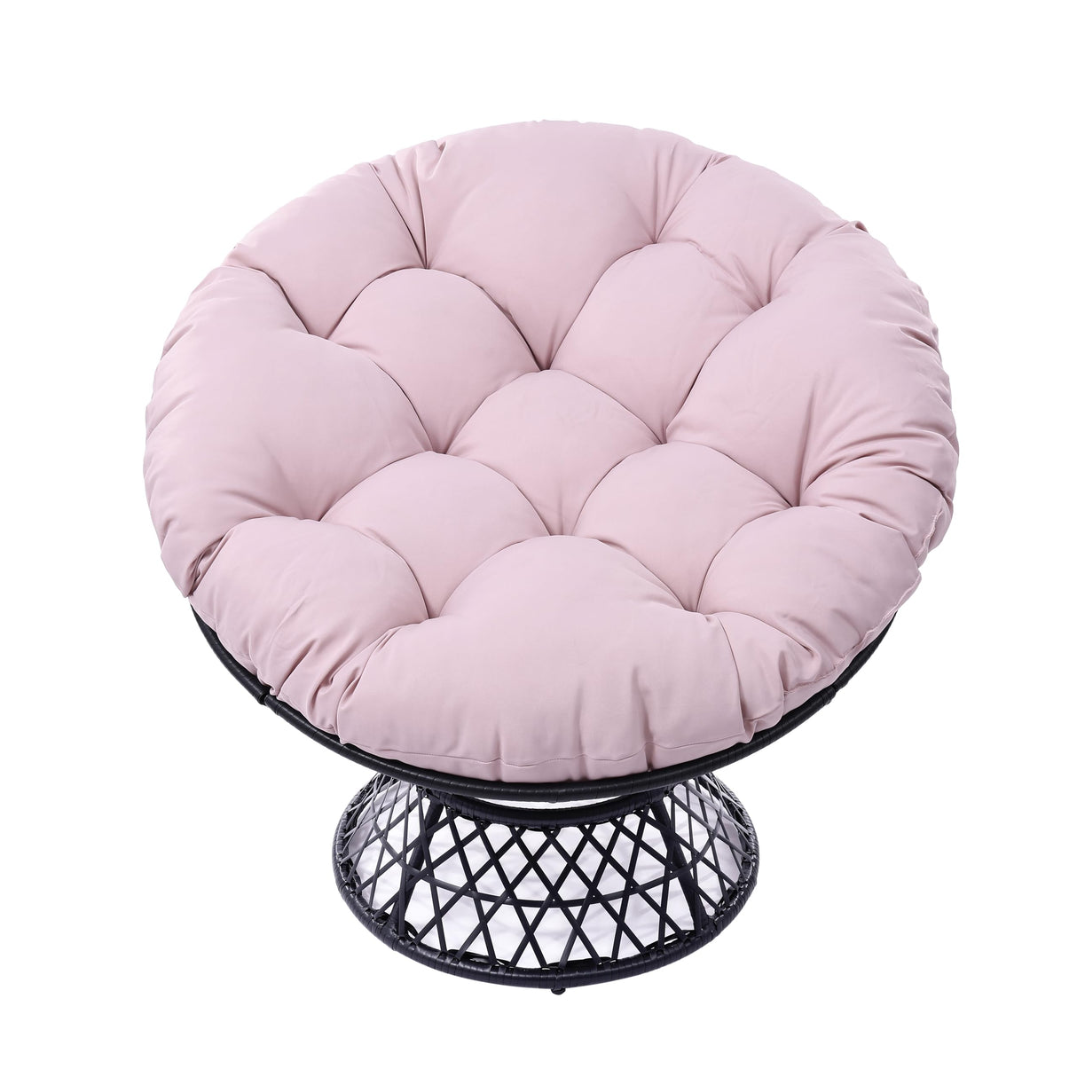 Hubhalsun 360° Swivel Papasan Chair - 350lbs Capacity Indoor/Outdoor Wicker Lounge Chair with Thick Cushion, Modern Accent Chair for Living Room, Bedroom, Patio Hubhalsun